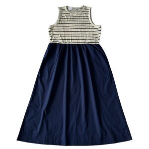 J.Crew Factory Striped Ribbed-Knit Mixi Dress Pullover Nautical Size XL